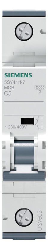 SIEMENS Leitungsschutzschalter UC C 5A 5SY4111-7 1p 400V 1TE 50Hz IP20