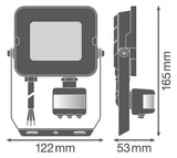 LEDVANCE LED-Anbaustrahler 20W Konv 1LED FL COMP SEN V 20W 840 SYM 100 BK sw ws