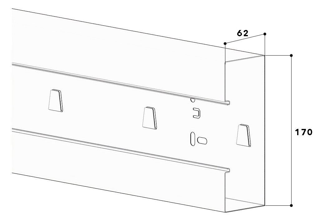 GGK Geräteeinbaukanal ST 170x62mm rws BRS 60x170/80-UT RAL9010 besch