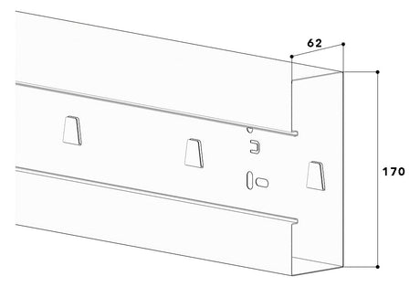 GGK Geräteeinbaukanal ST 170x62mm rws BRS 60x170/80-UT RAL9010 besch
