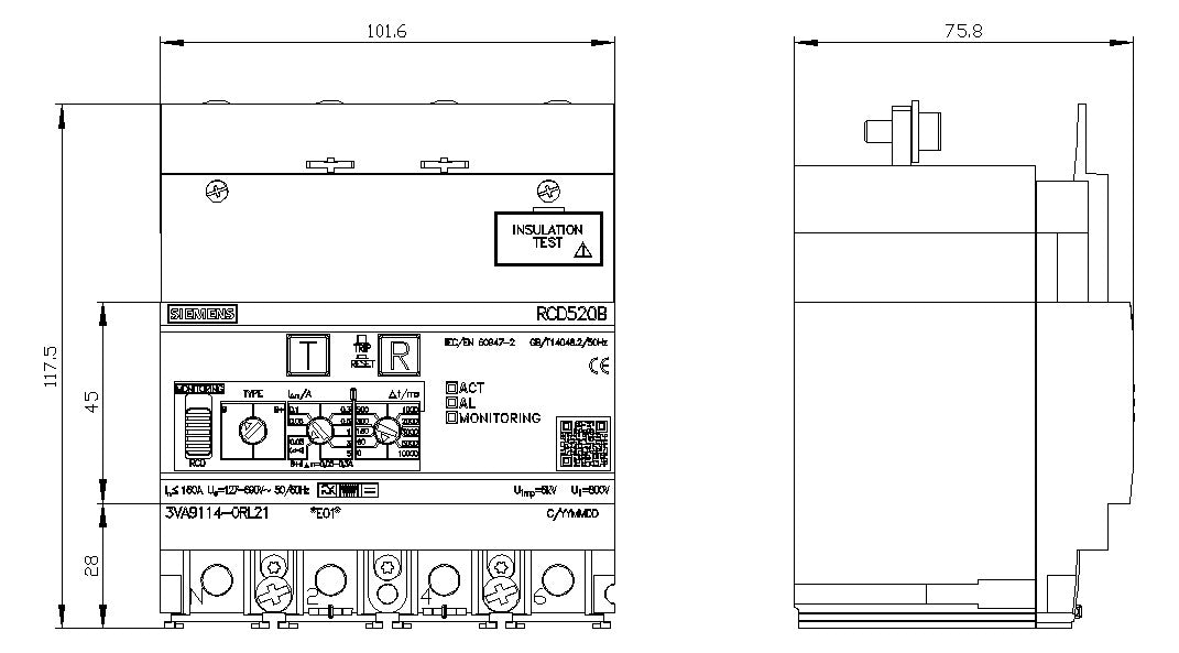 SIEMENS Differenzstromschutz 3VA9114-0RL21