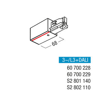 ZUMTOBEL End-Einspeisung ws 3p 110mm rechts 3PH EINSP R WH