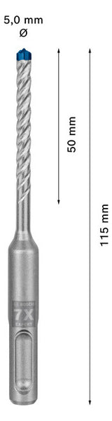 BOSCH-EW Hammerbohrer  5mm SDSplus SDS plus-7X 1pc 50/115mm f.Beton