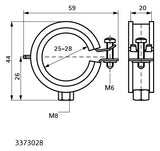 WALRAVEN Rohrschelle BISMAT Flash ev 25-28 mm EPDM M8 Schnellverschluss