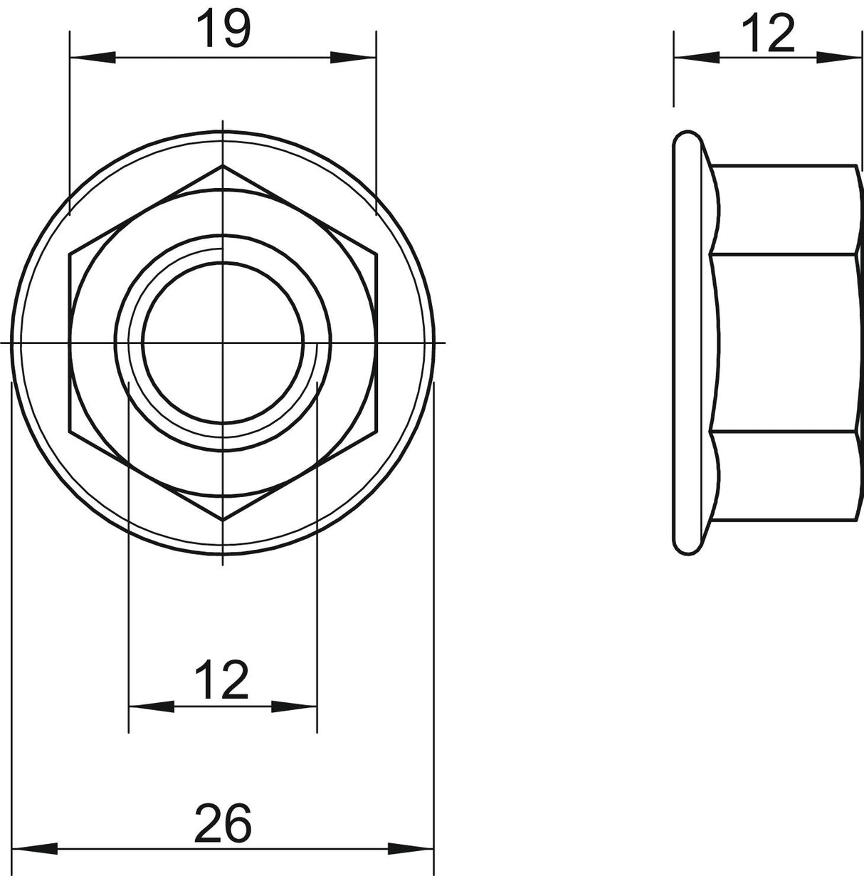 BETTERMANN Flanschmutter M12 VA SW19mm KM M12 A2 unbeh
