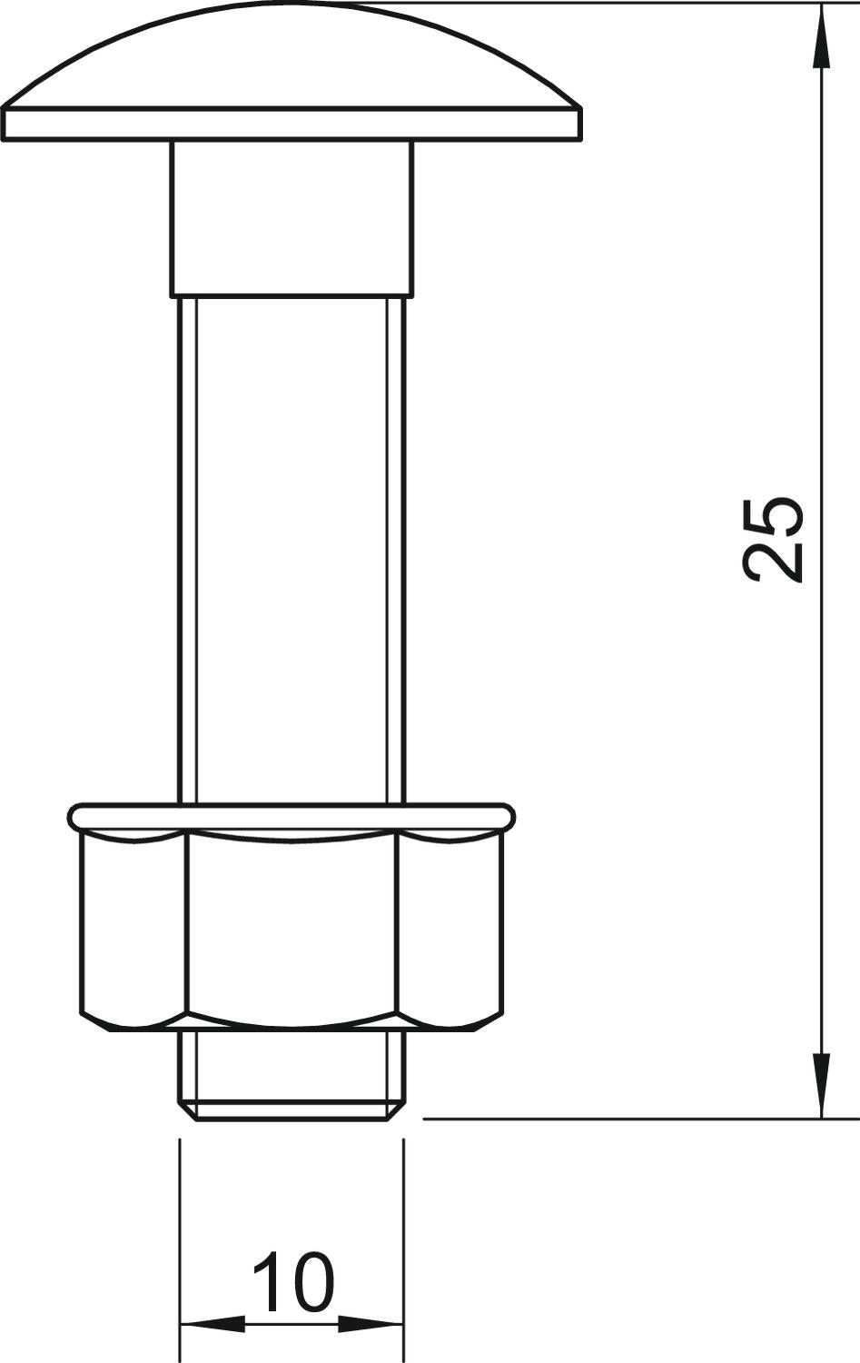 BETTERMANN Maschinenschraube/Bolzen Edst FRSB M10x25 A2 M10x25mm m.Mutter