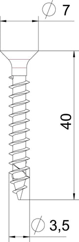 BETTERMANN Senkkopfschraube TX 3,5x40mm OTSC 3,5x40 A4 VA L40mm unbeh Edst