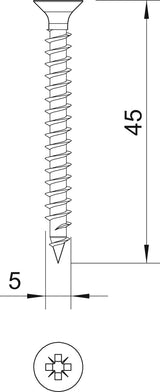 BETTERMANN Senkkopfschraube PZ 5x45mm ST 4759 5.0x45 L45mm