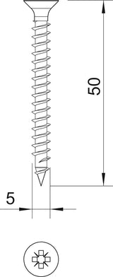 BETTERMANN Senkkopfschraube PZ 5x50mm ST 4759 5.0x50 L50mm