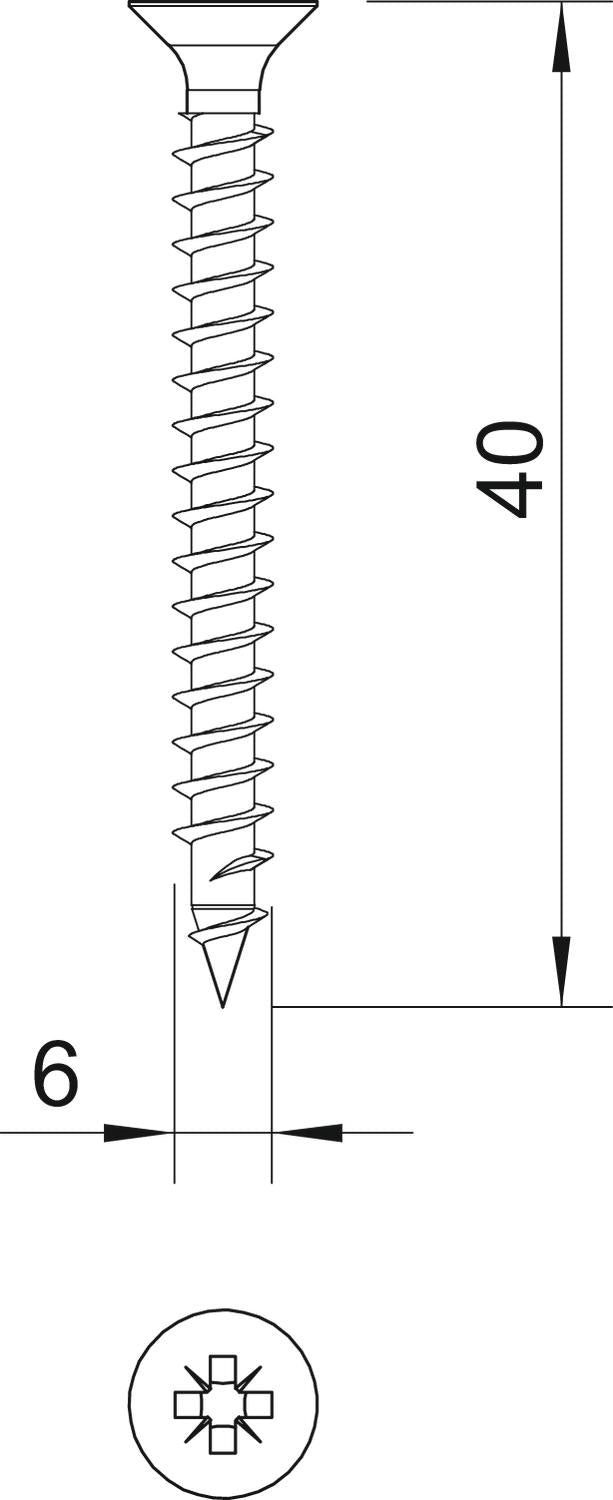 BETTERMANN Senkkopfschraube PZ 6x40mm ST 4759 6.0x40 L40mm