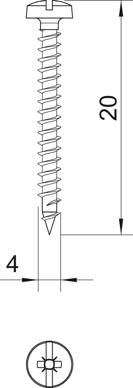 BETTERMANN Panheadschraube PZ 4x20mm ST Gold 4758 4.0x20 L20mm