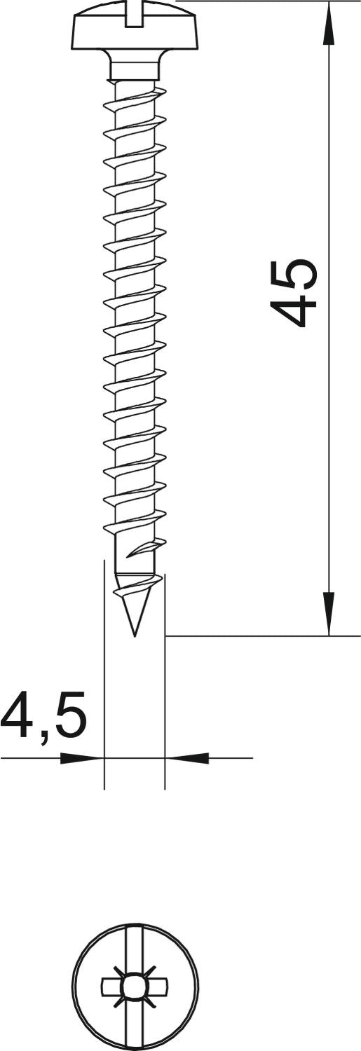 BETTERMANN Panheadschraube PZ 4,5x45mm Gold 4758 4.5x45 ST L45mm
