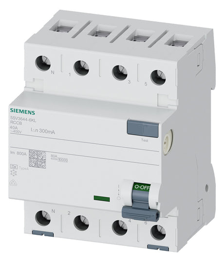 SIEMENS FI-Schutzschalter A 4p 440V 40A 5SV3644-6KL 0,3A 4TE REG 10kA 1kA/stoß