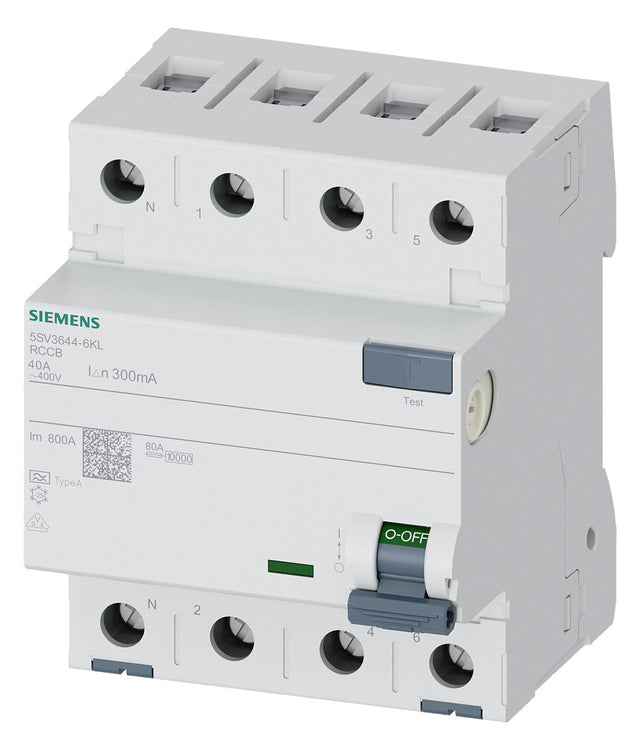 SIEMENS FI-Schutzschalter A 4p 440V 40A 5SV3644-6KL 0,3A 4TE REG 10kA 1kA/stoß