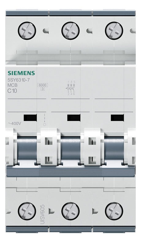 SIEMENS Leitungsschutzschalter UC C 10A 5SY6310-7 3p 400V 3TE 50Hz IP20
