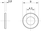 BETTERMANN Unterlegscheibe M4 9/4,3mm WS M4 D09 G 0,8mm g/vz