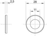 BETTERMANN Unterlegscheibe M10 28/11mm WS M10 D28 G 2,5mm g/vz