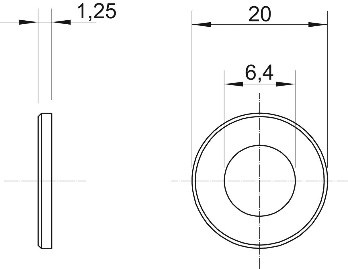 BETTERMANN Unterlegscheibe M6 20/6,4mm WS M6 G20 G 1,5mm g/vz