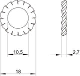 BETTERMANN Fächerscheibe M10 VA V4A SWS M10 A4 off.Außenverz