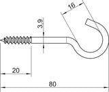BETTERMANN Schraubhaken 3,9x80mm ST 915 3.9x80 G g/vz 20mm 16mm 0,15N