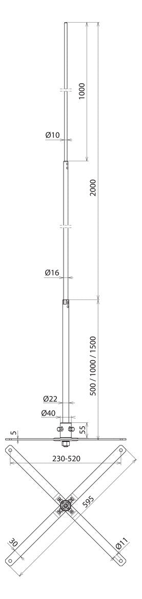 DEHN SE Fangstange verj 2500mm  16mm alu FS 22 16 10 2500 SK AL V2A unbeh