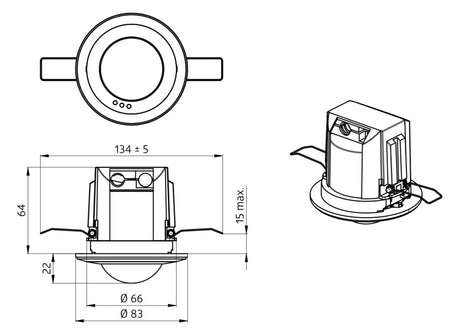 BEG Präsenzmelder 360° EB ws IP20 fernb PD2N-M-1C-LED-DE Präsenzmelder 2300W