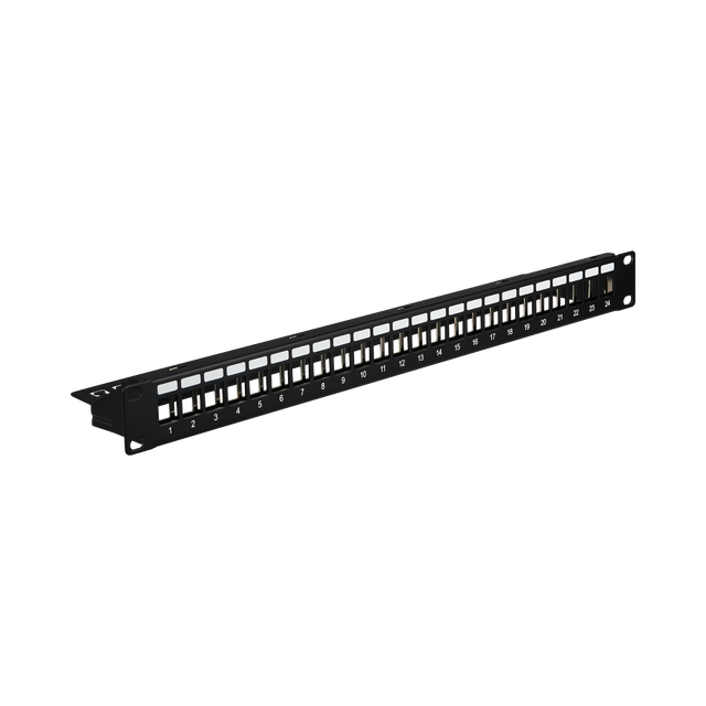 Verteilerfeld 19" 1HE, 24-Port, Metall, schwarz RAL9005 Stück