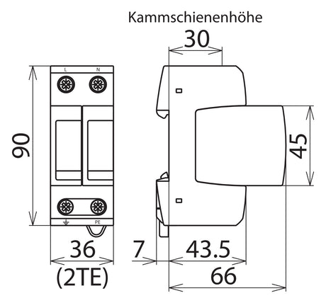 DEHN SE Überspannungsableiter 230VAC 2TE DG M TT 2P 275 Netzform-/TT 1,5kV TS35