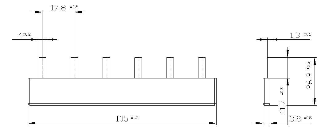 SIEMENS Phasenschiene 1ph 18mm 105mm 80A 5ST3631 16qmm Stift isol