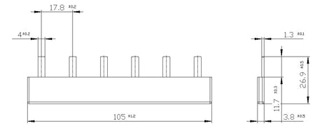 SIEMENS Phasenschiene 1ph 18mm 105mm 80A 5ST3631 16qmm Stift isol
