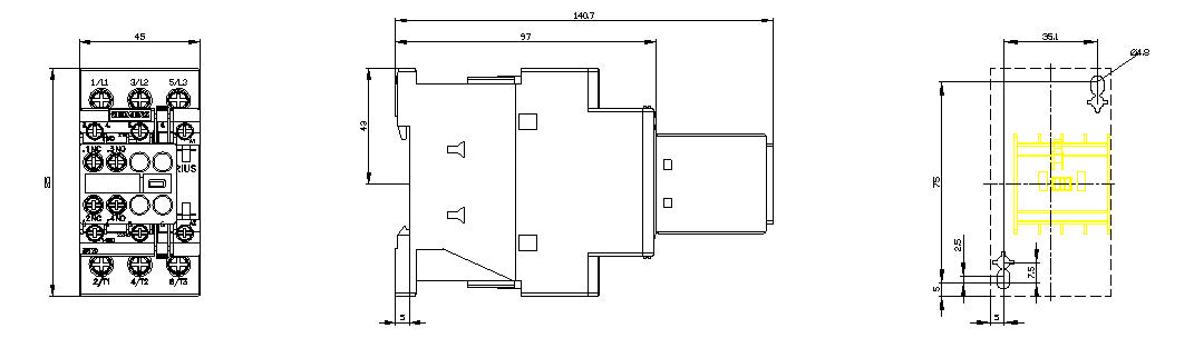 SIEMENS Leistungsschütz 11kW 3S 110VAC 3RT2026-1AG24 25A 2S+2Ö/Hilf REG