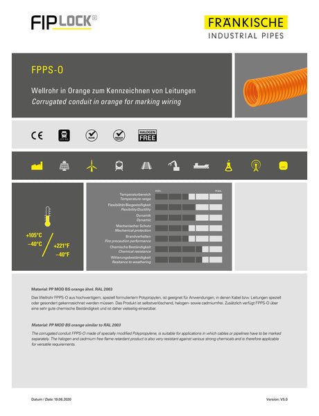 FRÄNKISCHE Wellrohr  12mm PP IP68 or FPPSF-12O2.50 ohne Ummantelung UV-best