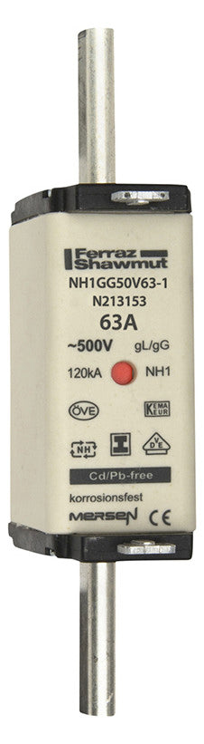 MERSEN NH-Sicherungseinsatz 63A NH1 gG NH1GG50V63-1 500VAC Kombik