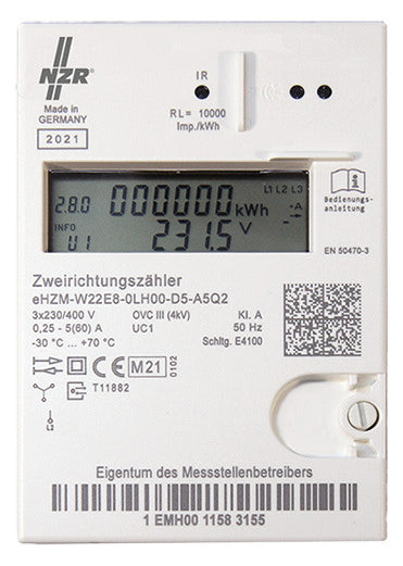 NZR Drehstromzähler B 5A elektr digi d0 eHZ EDL21, Lief. u. Bezug, DT,MID geeich