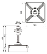 Walraven Maschinenfuß VibraTek MR-L 5000 nivellierbar M12 103x103x132 mm | 2800105000