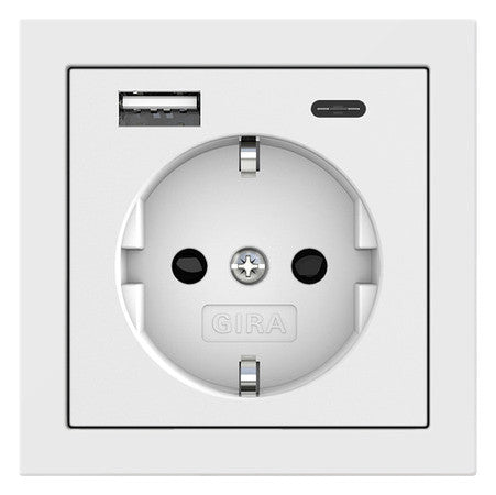 GIRA Steckdose 1f rws glz 1USB-A 1USB-C 245970 UP m.BS IP20 vert