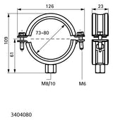 Walraven Rohrschelle BISMAT 2000 Silikon 73-80 mm ev M8/M10 Zweischraubenschelle | 3404080