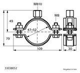 Walraven Schwerlastschelle HD500 BUP 47-52 mm M8/M10 Zweischraubenschelle | 33038052