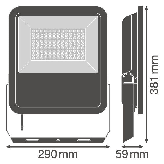 LEDVANCE LED-Anbaustrahler 72W Konv 1LED FL AREA ASYM 48x92 72 W 3000 K BK sw ws