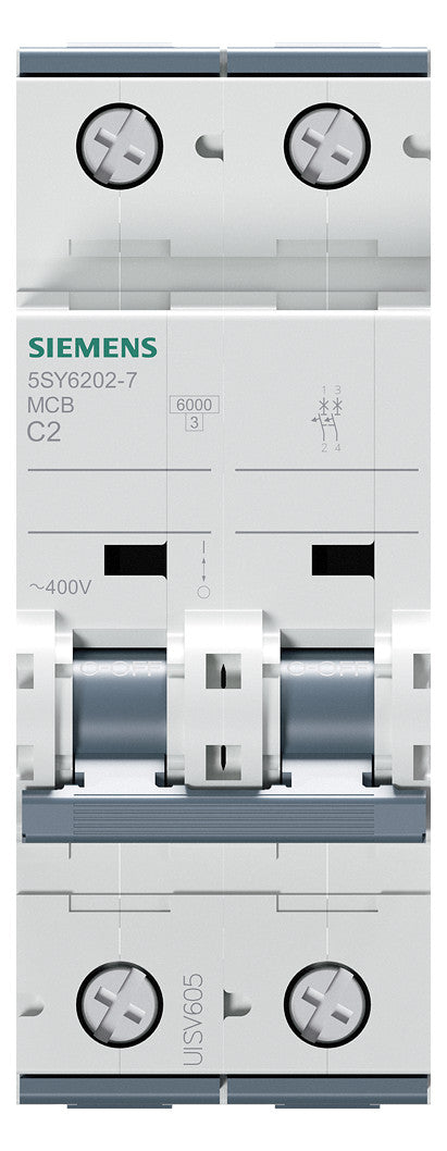 SIEMENS Leitungsschutzschalter UC C 2A 5SY6202-7 1+N 400V 2TE 50Hz IP20