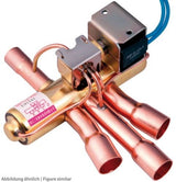 Vierwegeventil Sanhua SHF(L)-11H-45D1-52ohne Spule, 1/2" x 5/8", ca. 12mm x 16mm