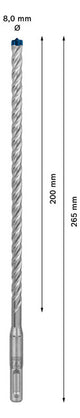 BOSCH-EW Hammerbohrer  8mm SDSplus SDS plus-7X 1pc 200/265mm f.Beton
