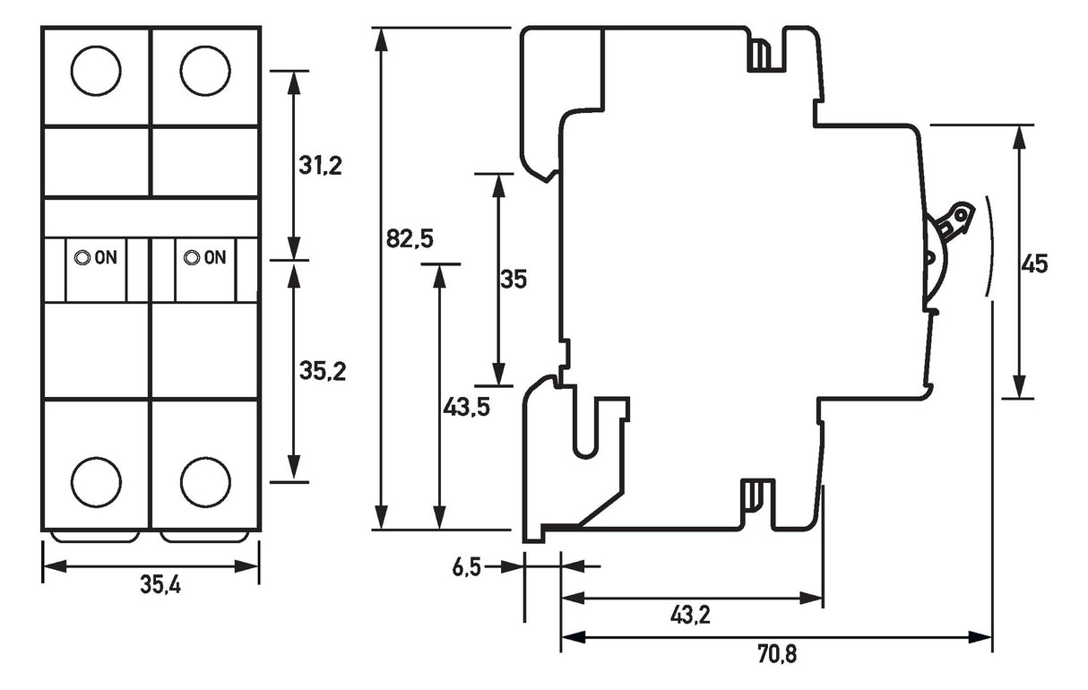DOEPKE Leitungsschutzschalter UC C 32A DLS 6H C32-2 6KA 2p 400V 2TE 50Hz IP20