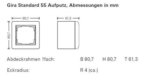 GIRA Gehäuse AP 1f Kst cws glz AP-Geh Standard 55 106101 IP20
