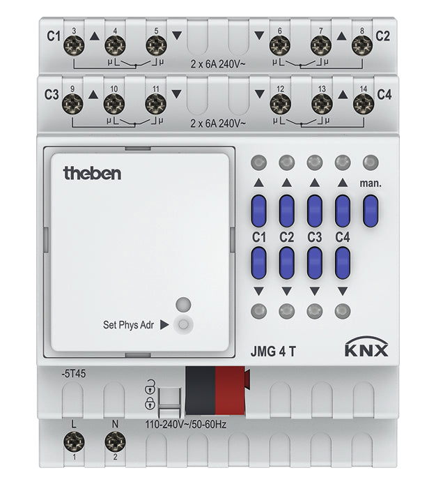 THEBEN Jalousieaktor KNX REG 4f 4Eing 6A JMG 4 T KNX Handbedien