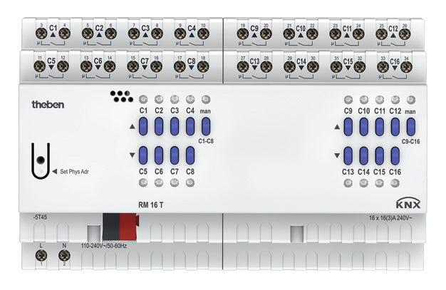 THEBEN Schaltaktor KNX REG 8TE 16f 16A RM 16 T KNX 110-230V Handbedien