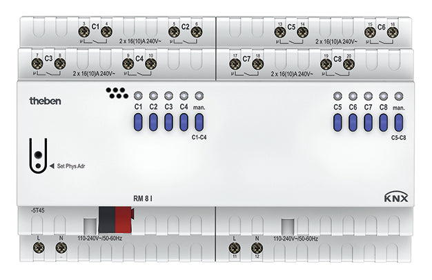 THEBEN Schaltaktor KNX C-Last REG 8TE 8f RM 8 I KNX 16A 110-230V Handbedien