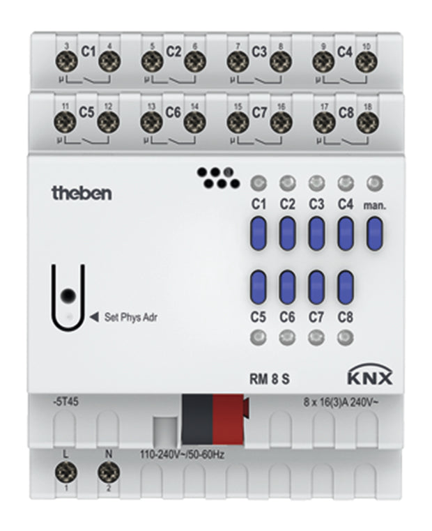 THEBEN Schaltaktor KNX REG 4TE 8f 3A RM 8 S KNX 3680W 110-240V Handbedien