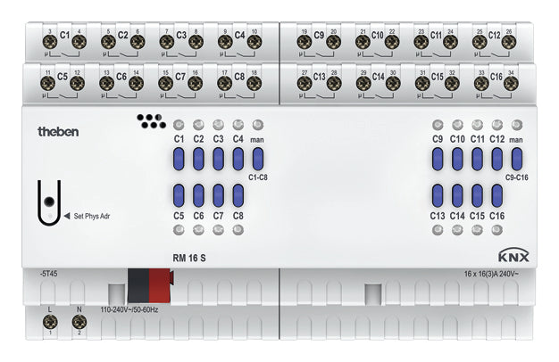 THEBEN Schaltaktor KNX REG 8TE 16f 3A RM 16 S KNX 3680W 110-240V Handbedien