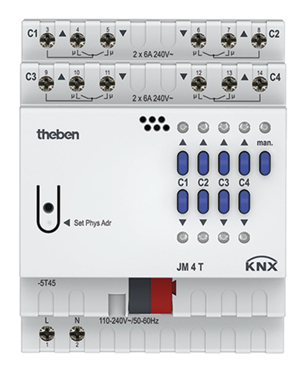 THEBEN Jalousieaktor KNX REG 4f 1Eing 6A JM 4 T KNX Handbedien Schalten